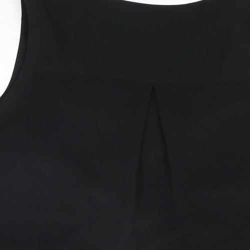 Marks and Spencer Womens Black Polyester Basic Blouse Size 14 V-Neck