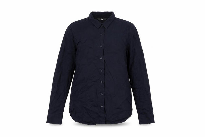 Uniqlo Womens Blue Viscose Basic Button-Up Size XS Collared