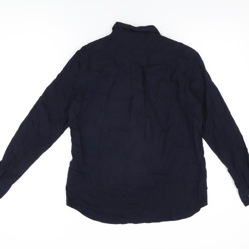 Uniqlo Womens Blue Viscose Basic Button-Up Size XS Collared