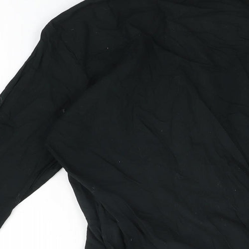 Claudia Strater Womens Black Cotton Wrap T-Shirt Size 8 Collared