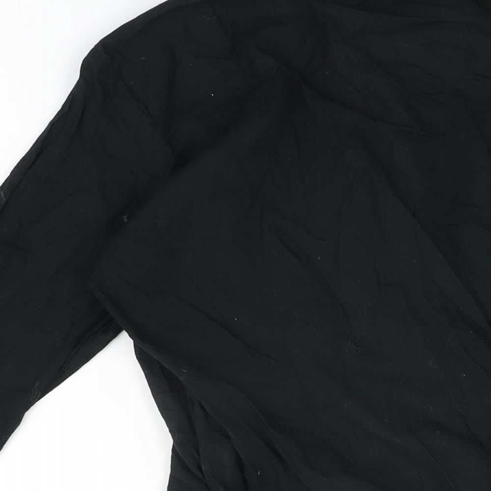 Claudia Strater Womens Black Cotton Wrap T-Shirt Size 8 Collared