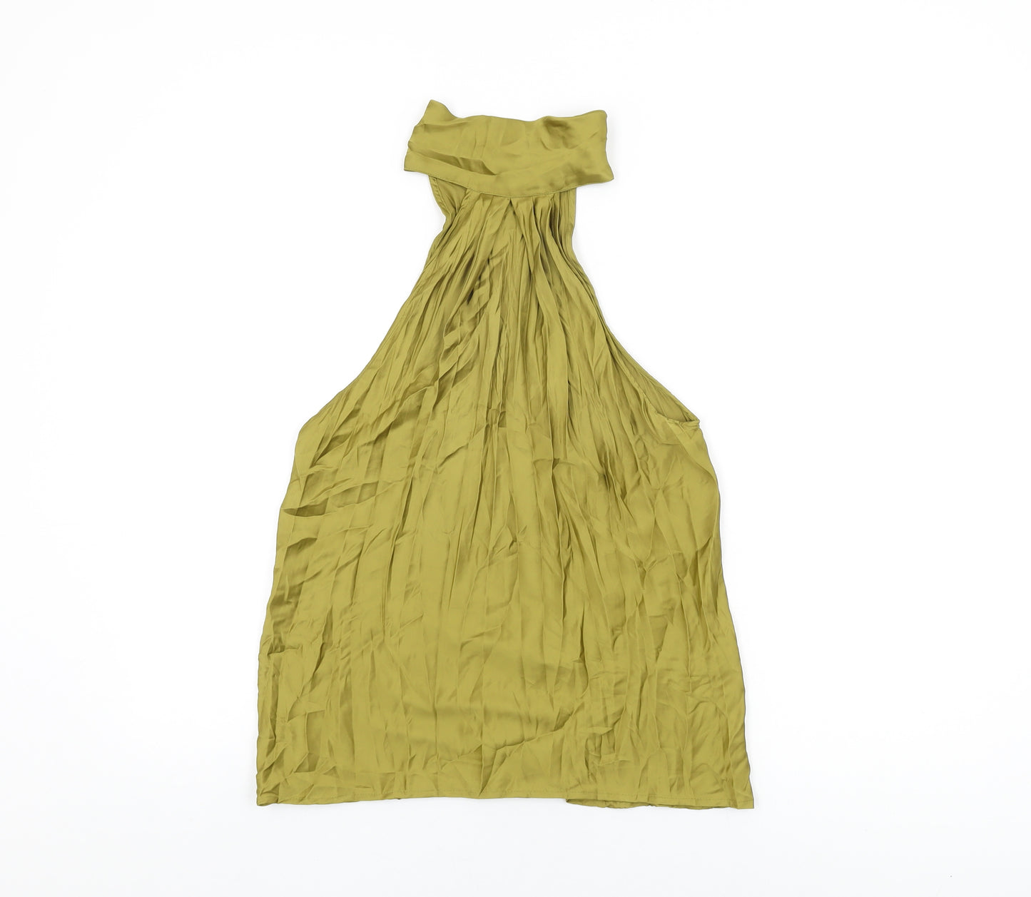 Zara Womens Green Polyester Basic Blouse Size S High Neck