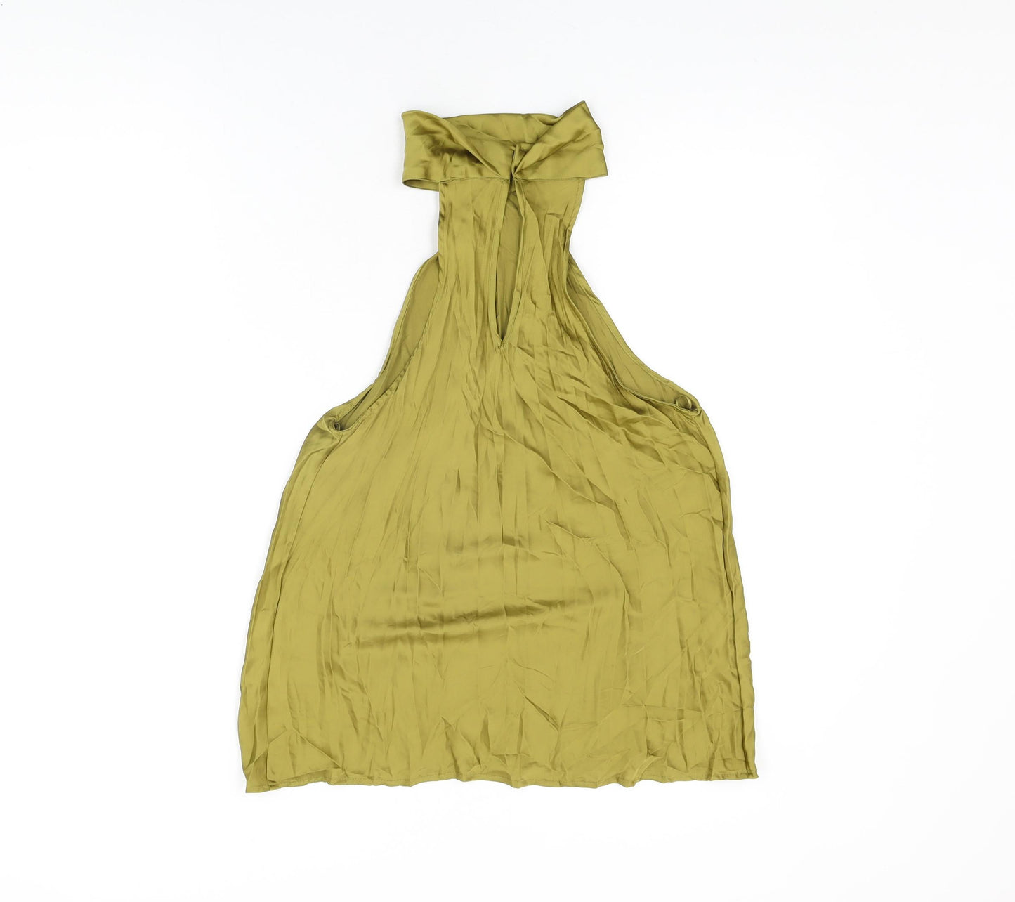 Zara Womens Green Polyester Basic Blouse Size S High Neck