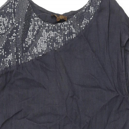 Plazza Roma Womens Grey Linen Shift Size L Round Neck Pullover