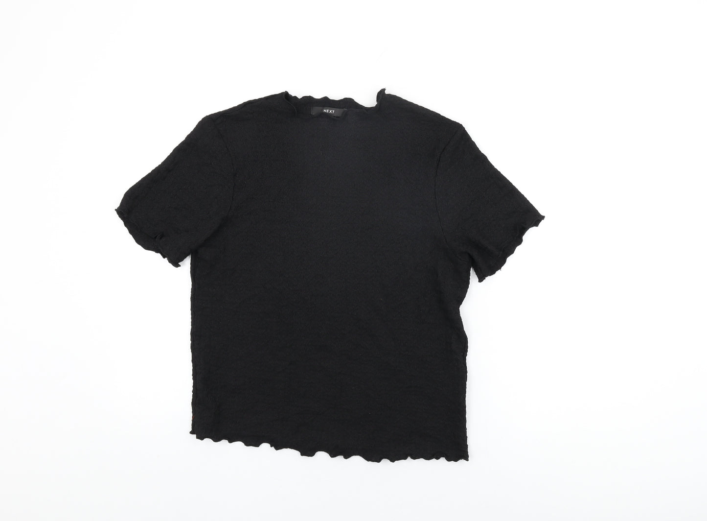 NEXT Womens Black Polyester Basic T-Shirt Size 16 Round Neck