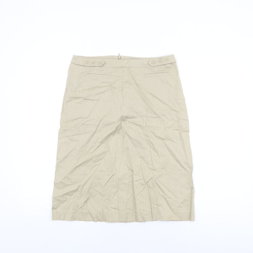 NAF NAF Womens Beige Striped Cotton Straight & Pencil Skirt Size 12 Zip