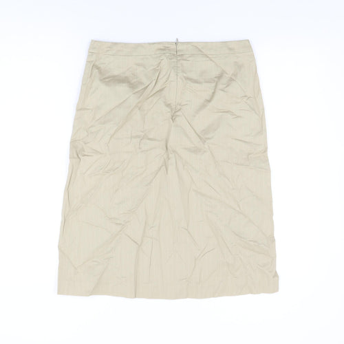 NAF NAF Womens Beige Striped Cotton Straight & Pencil Skirt Size 12 Zip