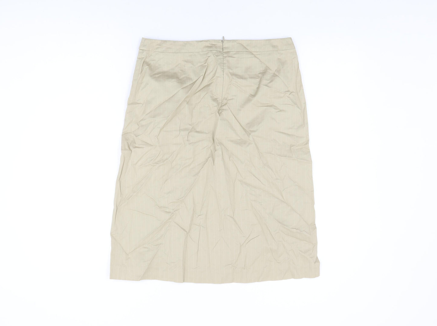 NAF NAF Womens Beige Striped Cotton Straight & Pencil Skirt Size 12 Zip