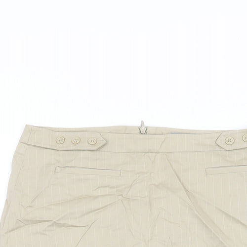 NAF NAF Womens Beige Striped Cotton Straight & Pencil Skirt Size 12 Zip