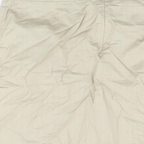 NAF NAF Womens Beige Striped Cotton Straight & Pencil Skirt Size 12 Zip