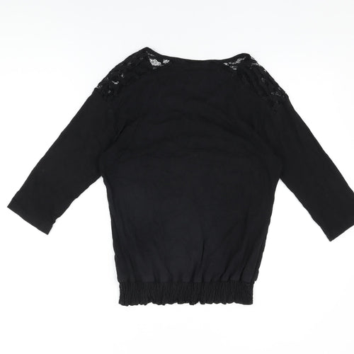 Klass Womens Black Viscose Basic T-Shirt Size S Round Neck