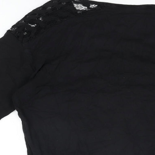 Klass Womens Black Viscose Basic T-Shirt Size S Round Neck