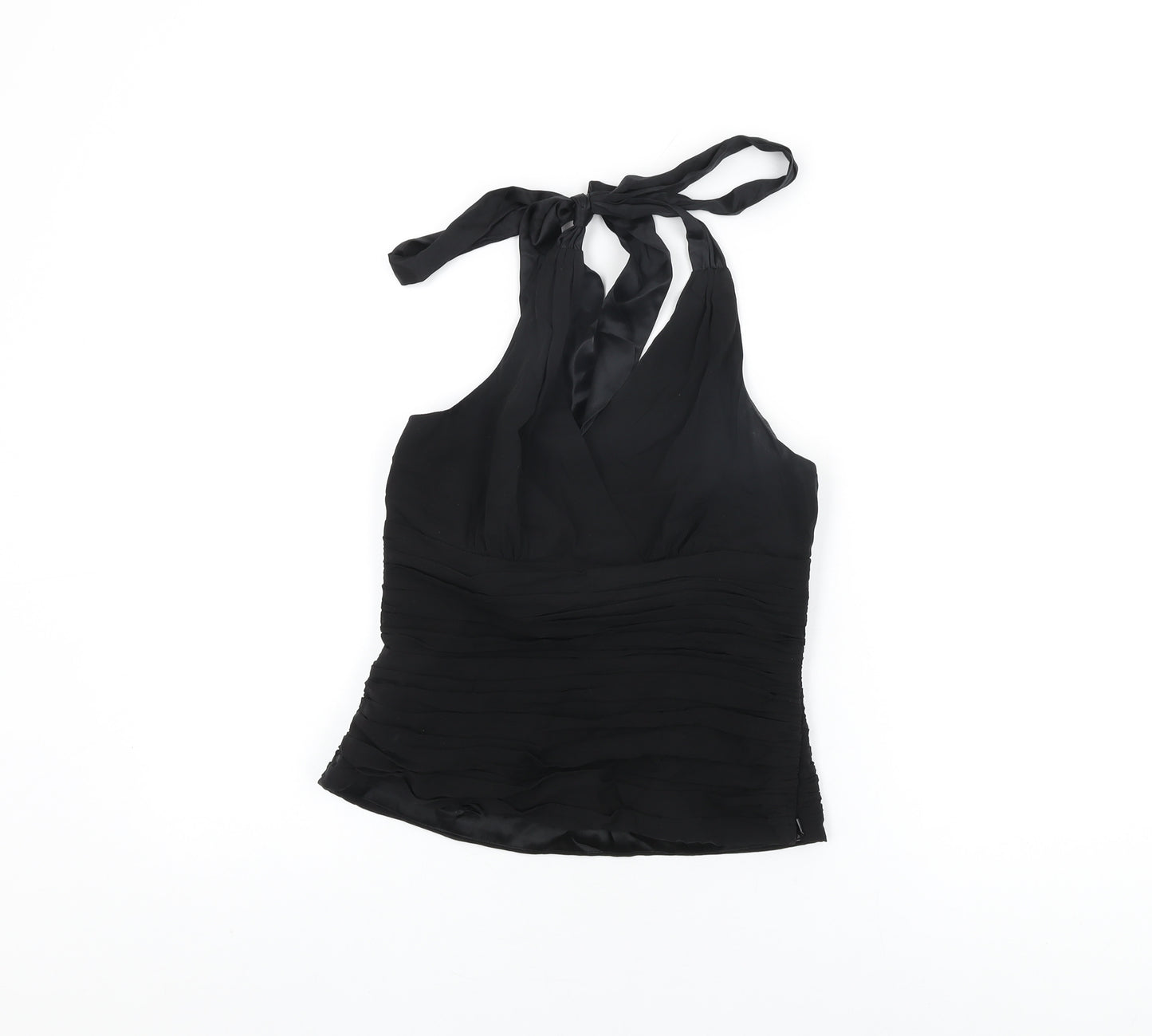 Coast Womens Black Silk Basic T-Shirt Size 10 Halter