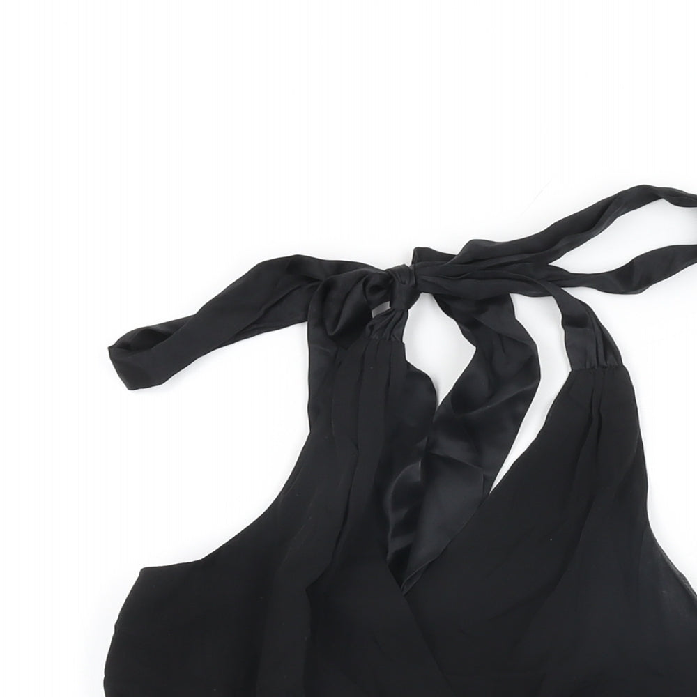 Coast Womens Black Silk Basic T-Shirt Size 10 Halter