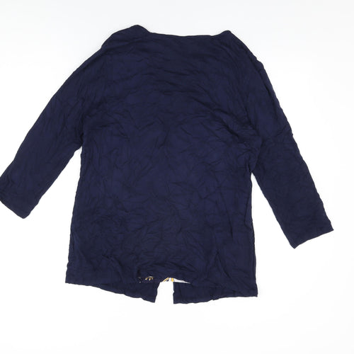 Bonmarché Womens Blue Floral Viscose Basic T-Shirt Size 16 Round Neck
