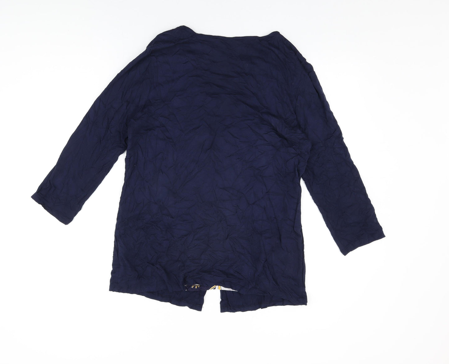 Bonmarché Womens Blue Floral Viscose Basic T-Shirt Size 16 Round Neck