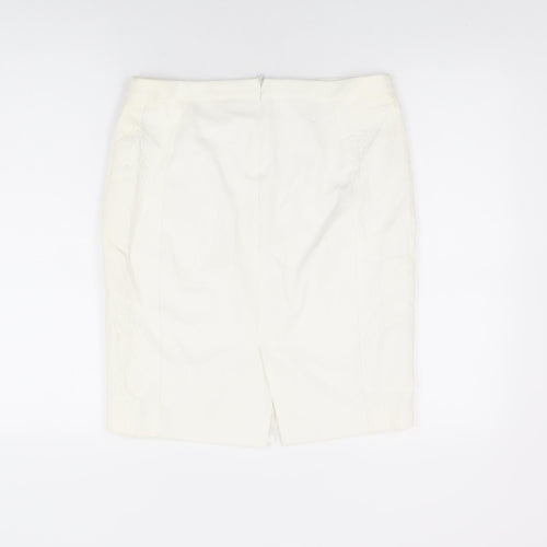 Mango Womens White Polyester Straight & Pencil Skirt Size 12 Zip