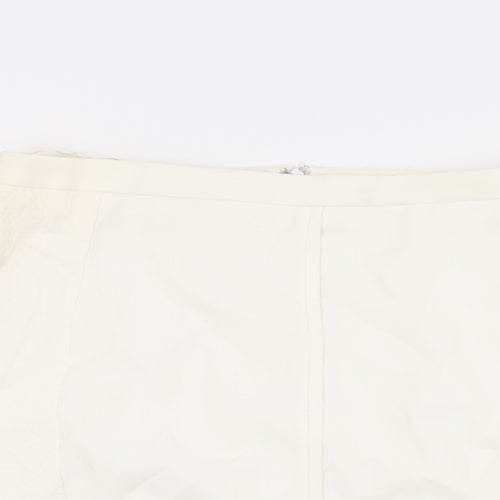 Mango Womens White Polyester Straight & Pencil Skirt Size 12 Zip