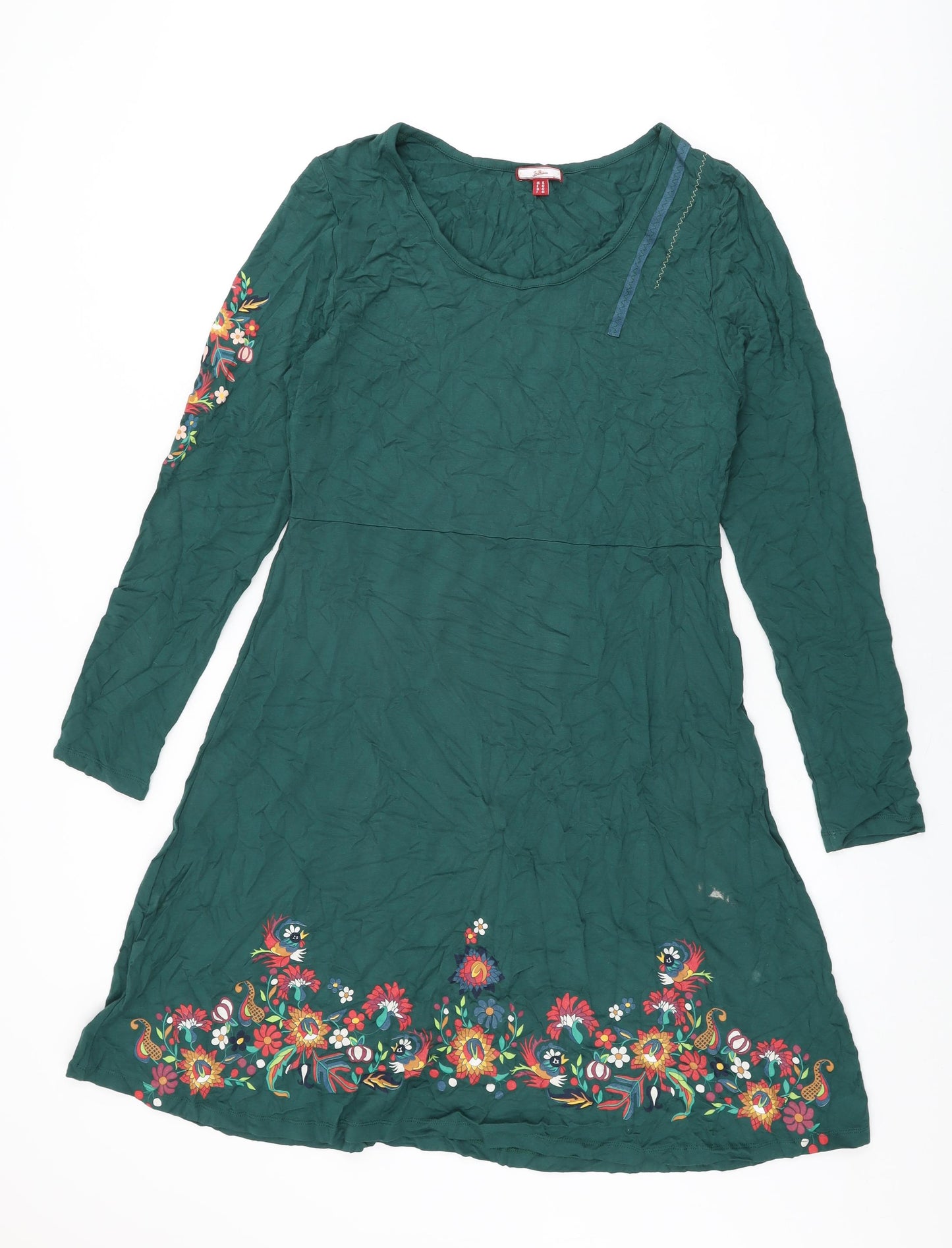 Joe Browns Womens Green Floral Viscose A-Line Size 16 Round Neck Pullover