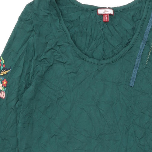Joe Browns Womens Green Floral Viscose A-Line Size 16 Round Neck Pullover