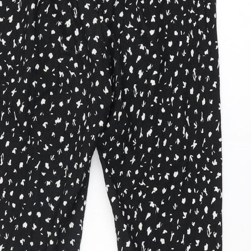 Topshop Womens Black Geometric Polyester Trousers Size 6 L33 in Regular