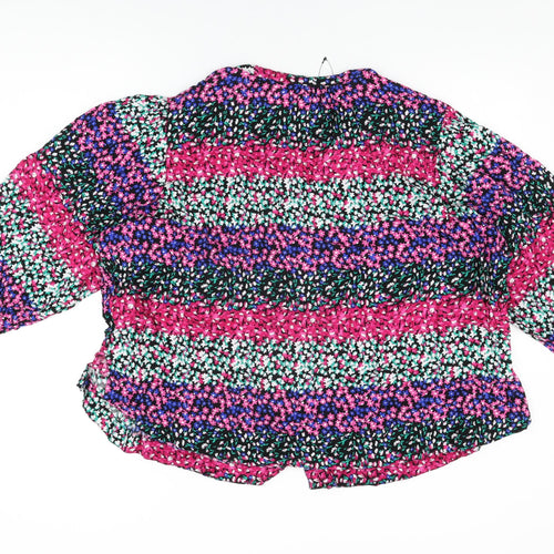 Marks and Spencer Womens Multicoloured Floral Viscose Basic Button-Up Size 22 V-Neck