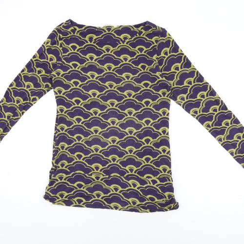 Lily Originals Womens Purple Geometric Viscose Basic T-Shirt Size 14 Round Neck
