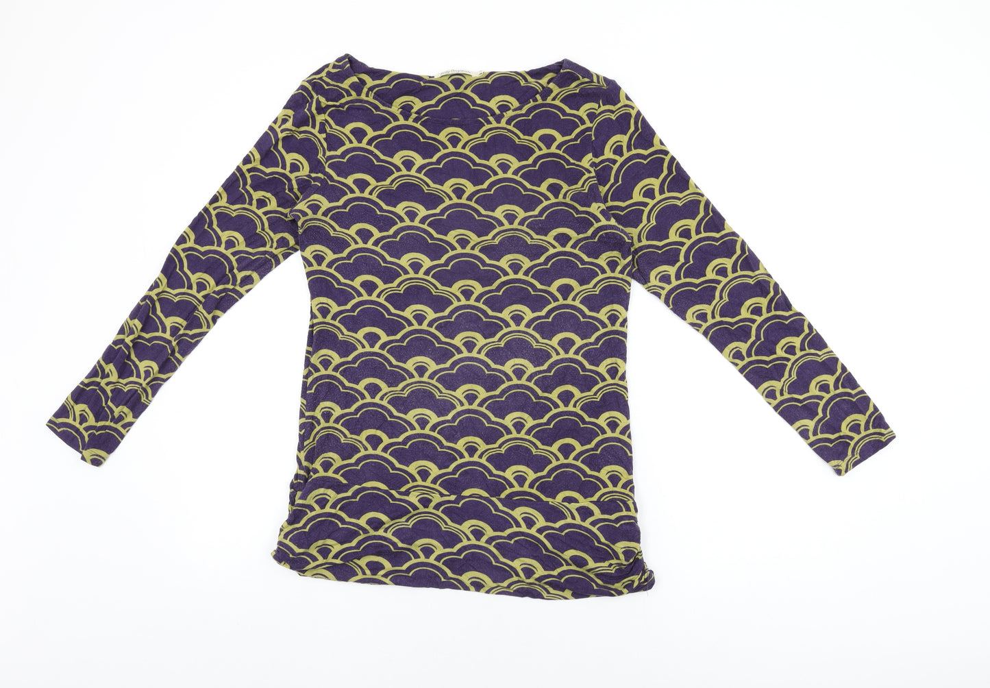 Lily Originals Womens Purple Geometric Viscose Basic T-Shirt Size 14 Round Neck