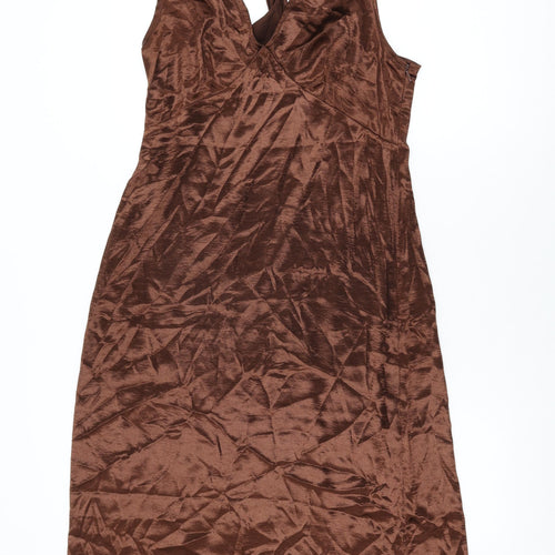 NEXT Womens Brown Polyester Shift Size 12 V-Neck Zip