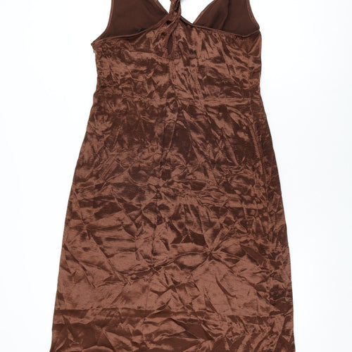 NEXT Womens Brown Polyester Shift Size 12 V-Neck Zip