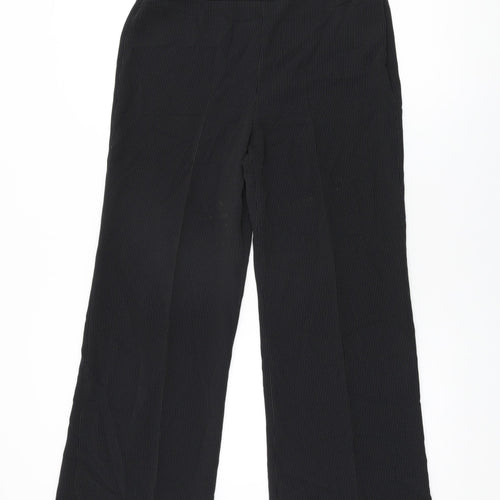 Kaliko Womens Black Geometric Polyester Trousers Size 10 L30 in Regular Zip