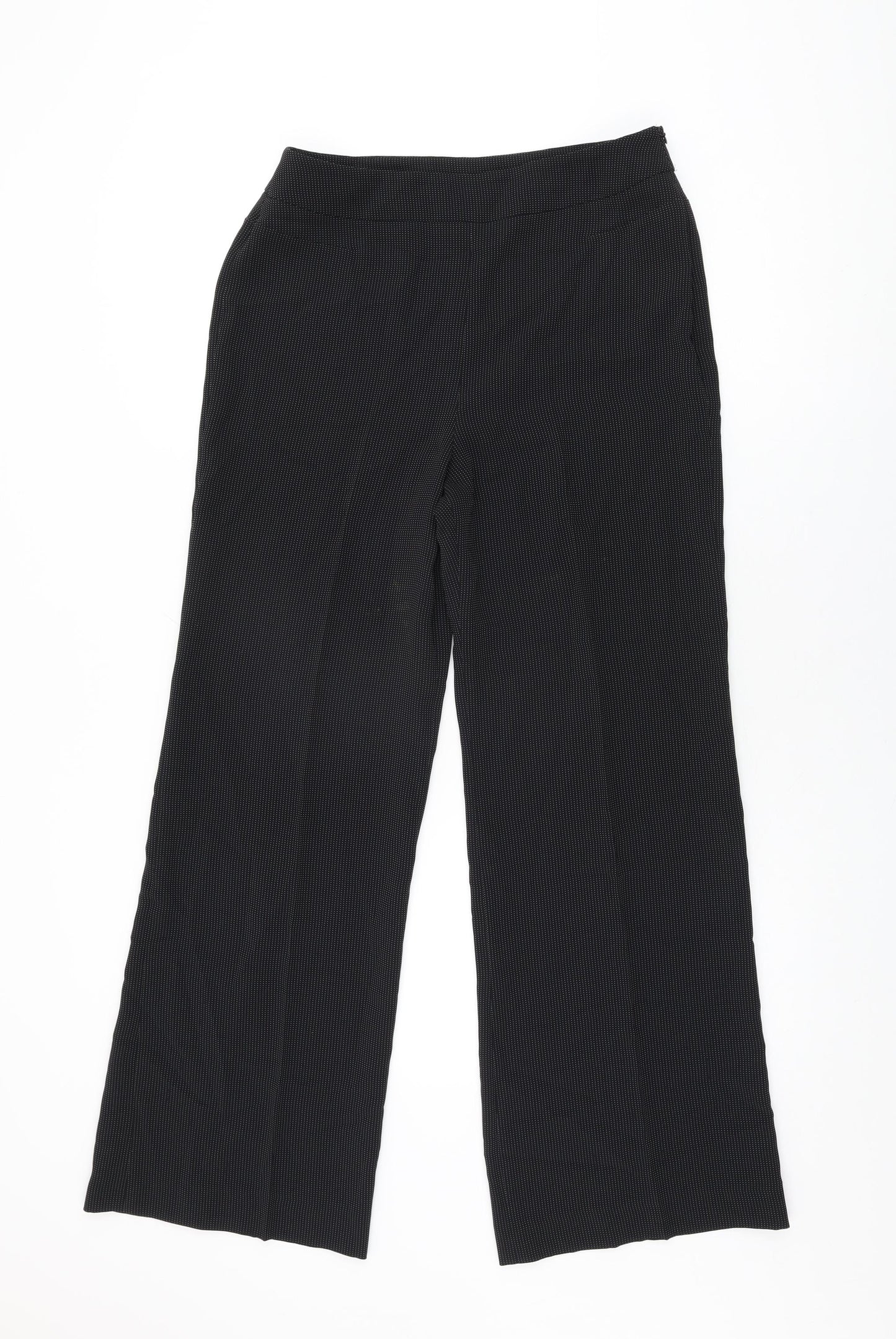 Kaliko Womens Black Geometric Polyester Trousers Size 10 L30 in Regular Zip