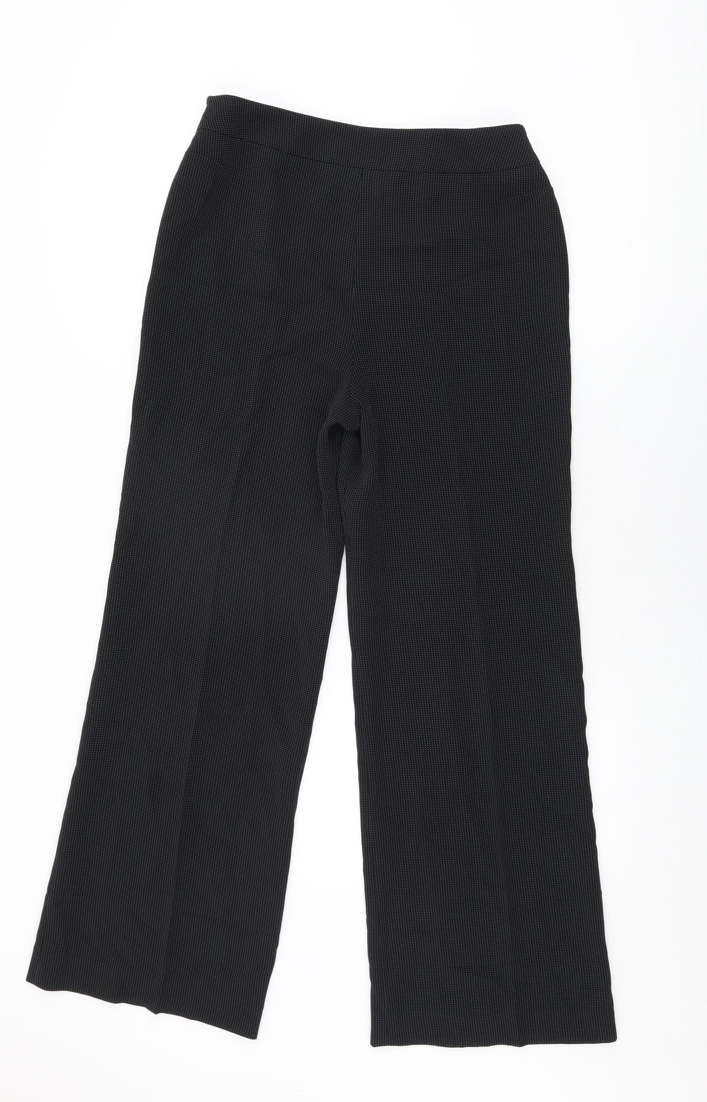 Kaliko Womens Black Geometric Polyester Trousers Size 10 L30 in Regular Zip