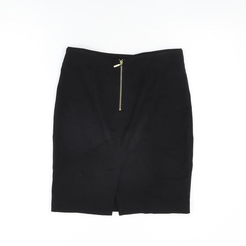 H&M Womens Black Polyester Mini Skirt Size 10 Zip