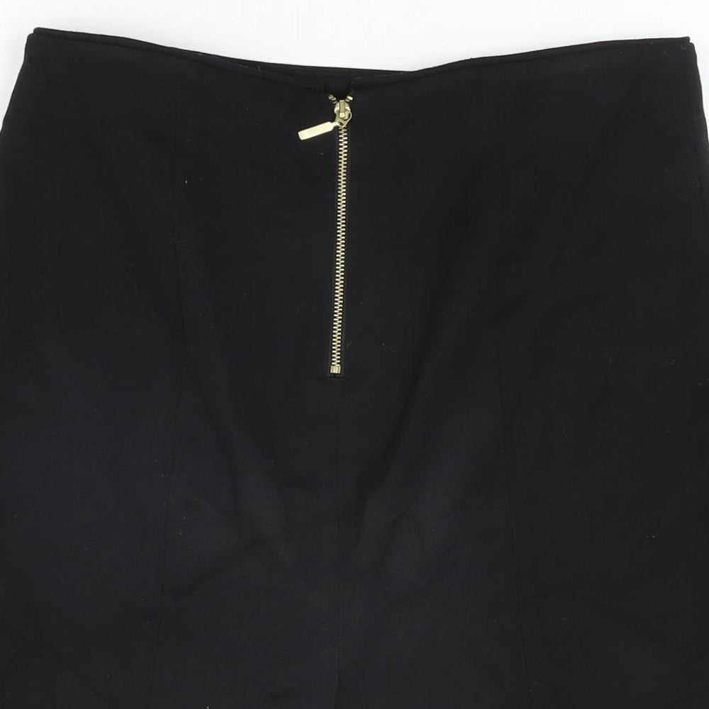 H&M Womens Black Polyester Mini Skirt Size 10 Zip