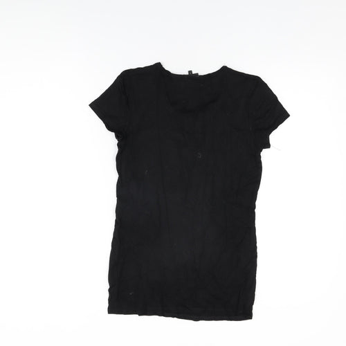 NEXT Womens Black Polyester Basic T-Shirt Size 8 Round Neck