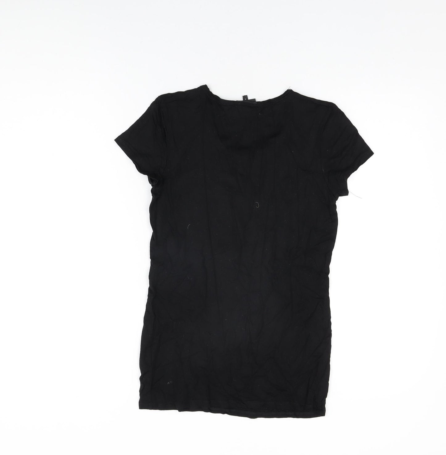 NEXT Womens Black Polyester Basic T-Shirt Size 8 Round Neck