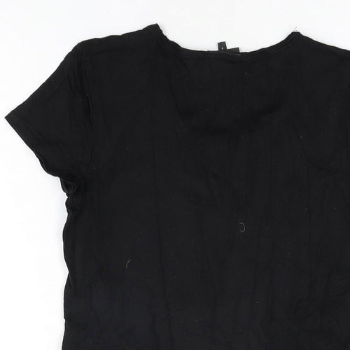 NEXT Womens Black Polyester Basic T-Shirt Size 8 Round Neck