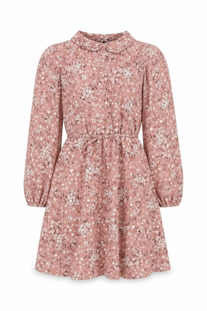 New Look Womens Pink Floral Polyester Skater Dress Size 10 Collared Button