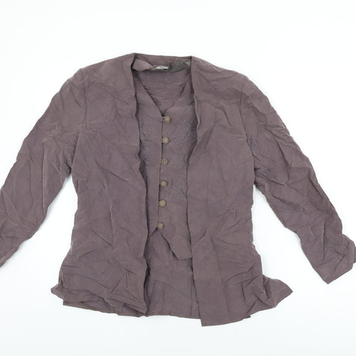 C&A Womens Grey Modal Basic Button-Up Size 12 V-Neck