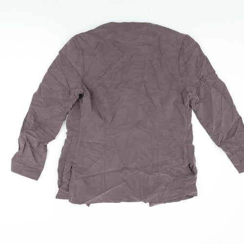 C&A Womens Grey Modal Basic Button-Up Size 12 V-Neck