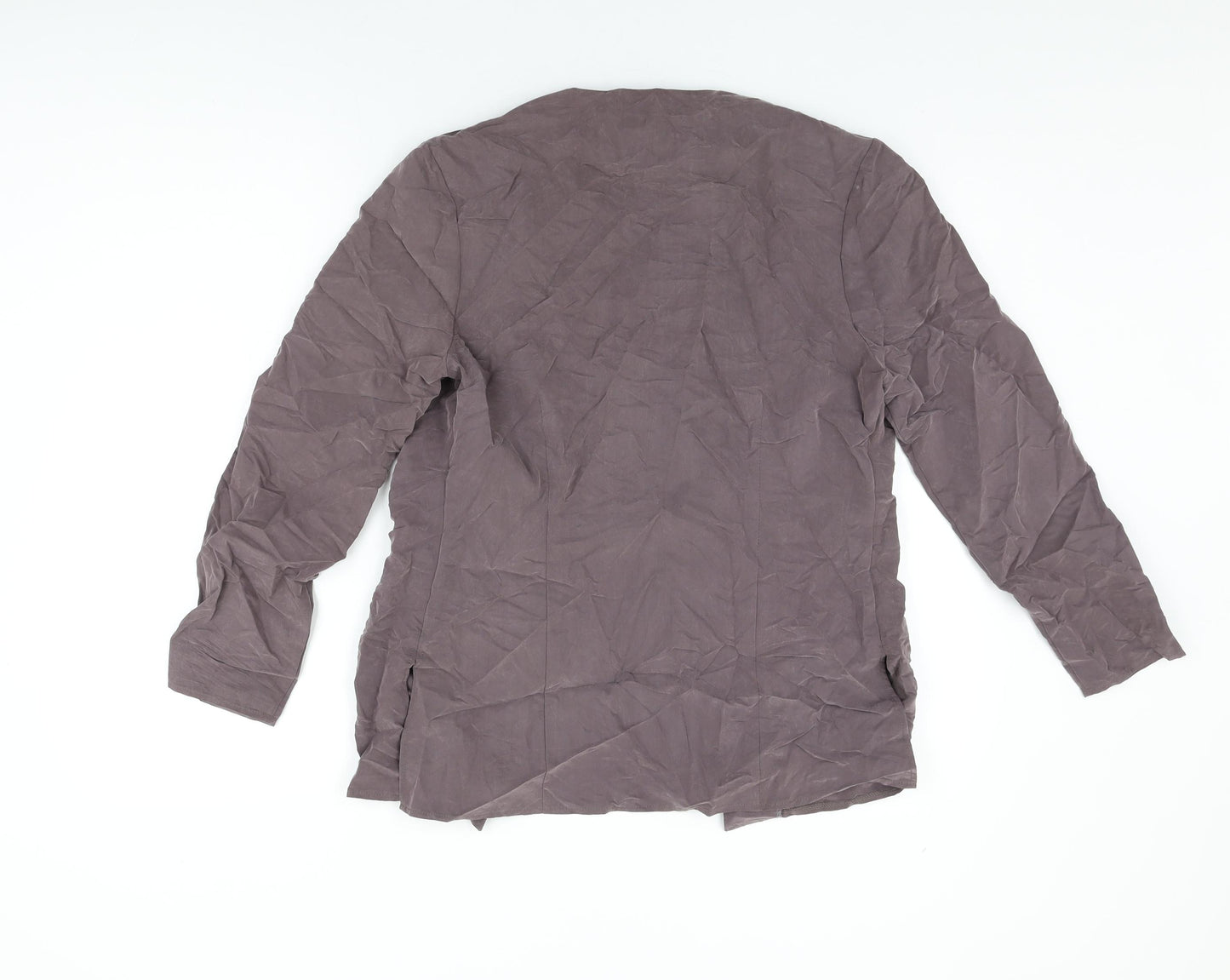 C&A Womens Grey Modal Basic Button-Up Size 12 V-Neck