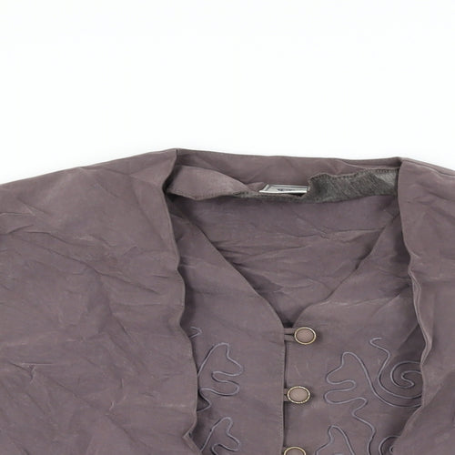 C&A Womens Grey Modal Basic Button-Up Size 12 V-Neck