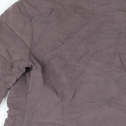 C&A Womens Grey Modal Basic Button-Up Size 12 V-Neck