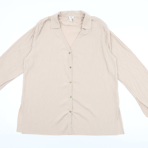 River Island Womens Pink Polyester Basic Button-Up Size 12 Collared