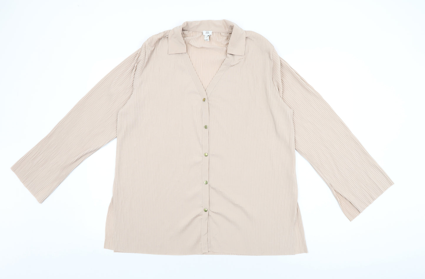River Island Womens Pink Polyester Basic Button-Up Size 12 Collared