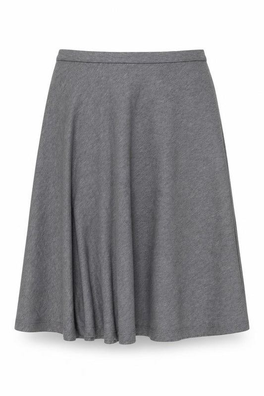 Front view of Marks & Spencer women’s grey polyester swing skirt, size UK 18