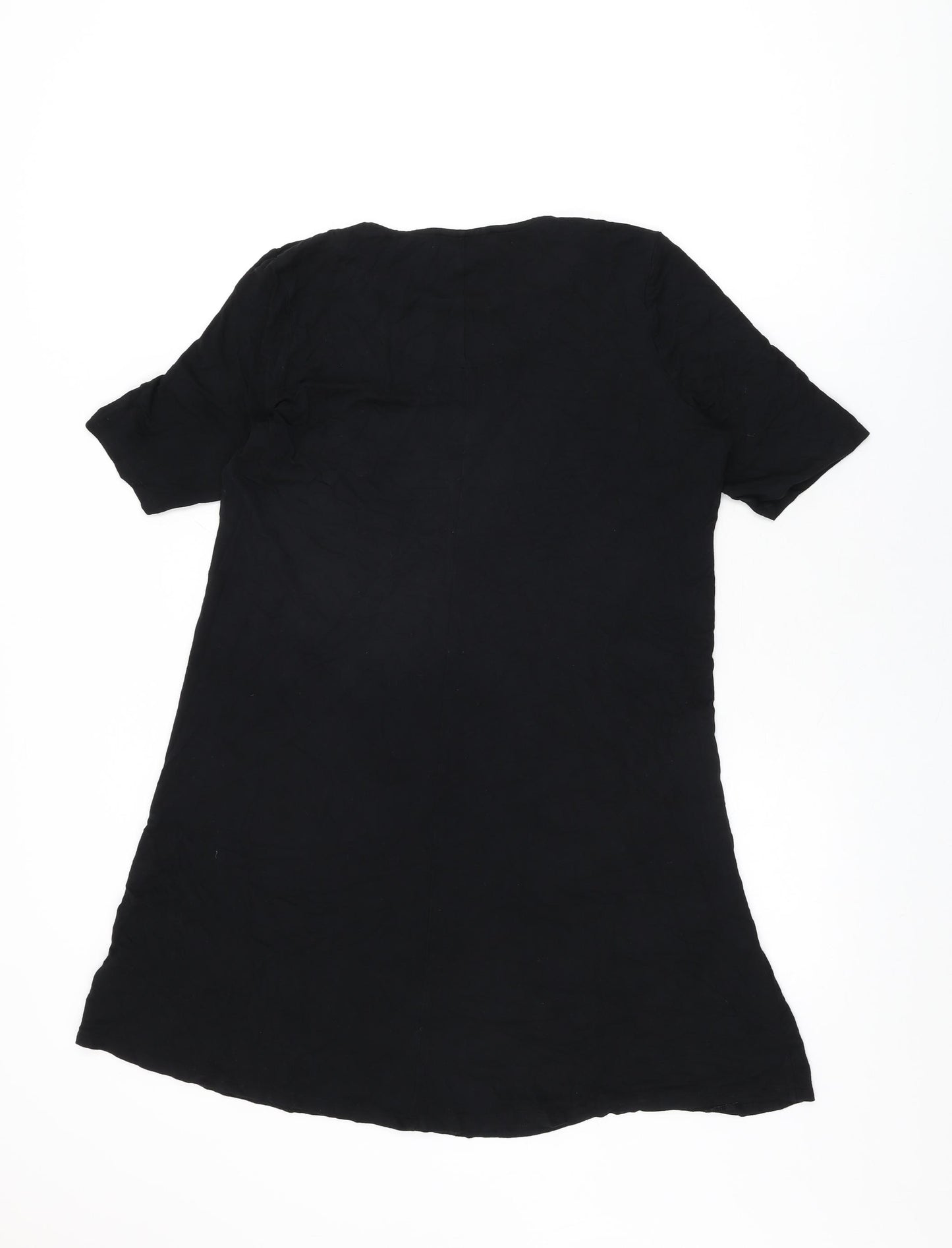 Marks and Spencer Womens Black Viscose Shift Size 14 Round Neck Pullover
