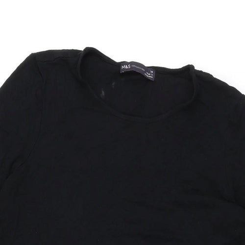 Marks and Spencer Womens Black Viscose Shift Size 14 Round Neck Pullover