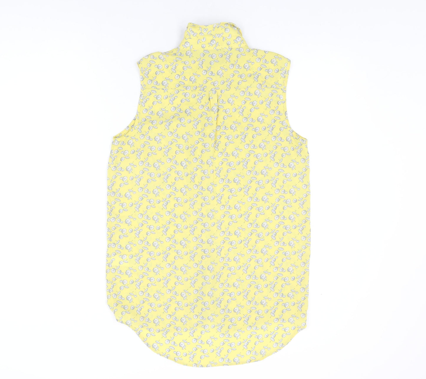 NEXT Womens Yellow Geometric Polyester Basic Button-Up Size 10 Collared